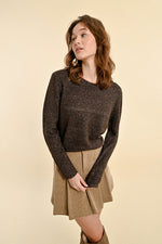 Load image into Gallery viewer, Sparkle Crew Neck Sweater in Chocolate
