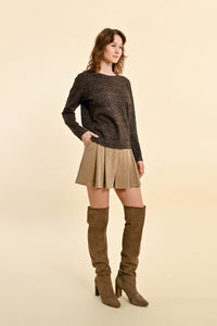 Sparkle Crew Neck Sweater in Chocolate