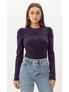 Felina Puff Sleeve Sweater in Navy