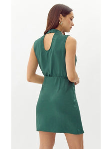 Danila Satin Mini Dress in Emerald