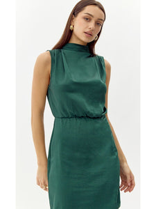 Danila Satin Mini Dress in Emerald