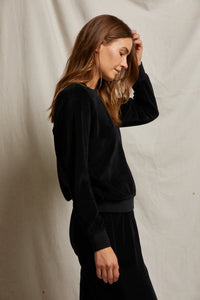 Stella Velour Shrunken Raglan Sweatshirt in True Black