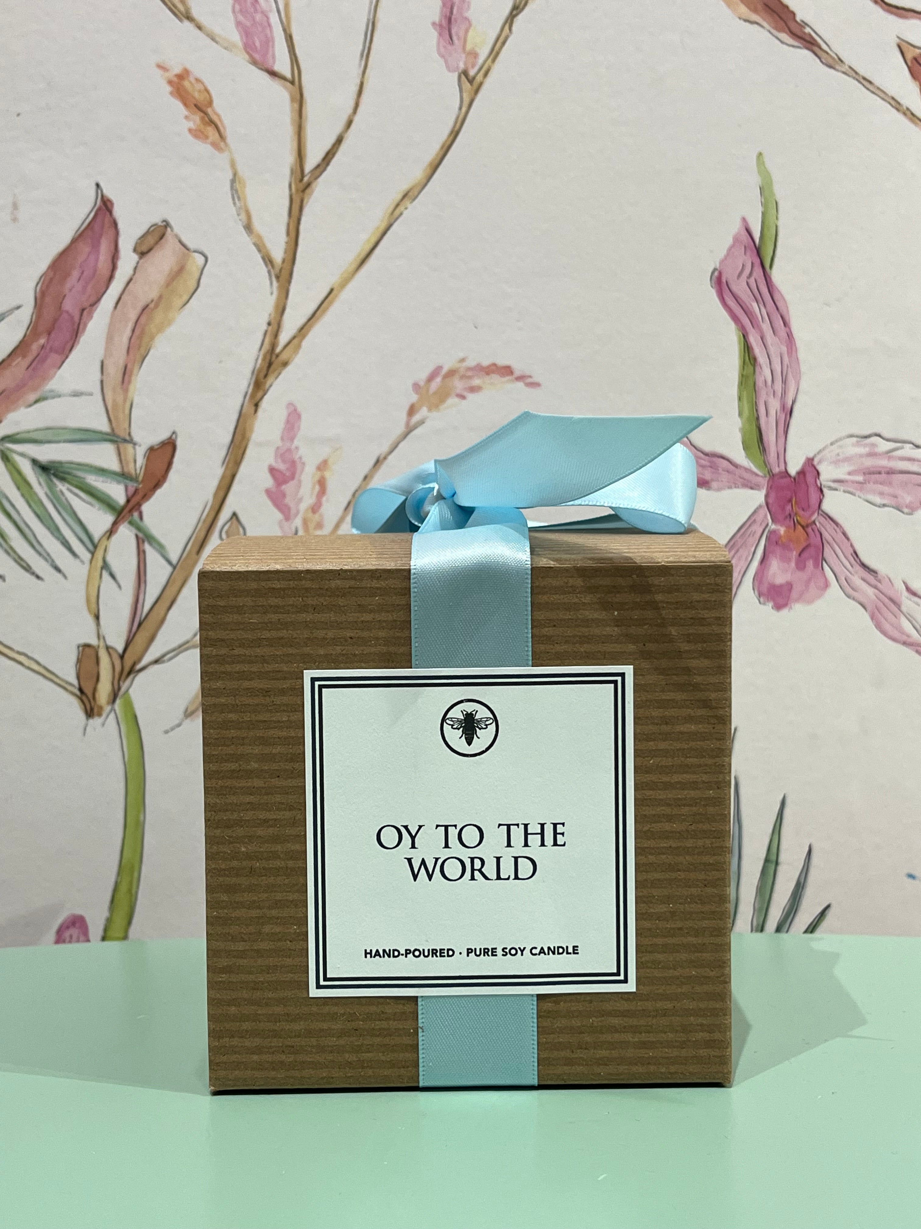 Oy to the World Candle in Bamboo, Teak & Black Currant