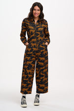 Load image into Gallery viewer, Gertie Cropped Jumpsuit in Large Leopards
