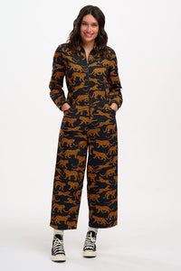 Gertie Cropped Jumpsuit in Large Leopards