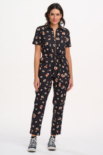 Load image into Gallery viewer, Billy Boilersuit in Black &amp; Tan Leopard Print
