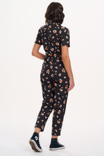 Load image into Gallery viewer, Billy Boilersuit in Black &amp; Tan Leopard Print
