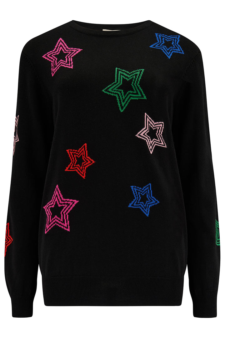 Rita Jumper in Rainbow Stars on Black