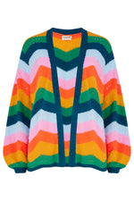 Load image into Gallery viewer, Bella Cardigan in Multi Rainbow Waves
