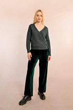 Load image into Gallery viewer, Cross Front Sparkle Sweater in Dark Green
