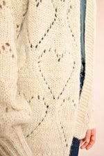 Load image into Gallery viewer, Hearts Metallic Knit Cardigan in Off White
