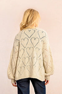 Hearts Metallic Knit Cardigan in Off White