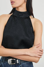 Load image into Gallery viewer, Leah Top in Black Crinkle
