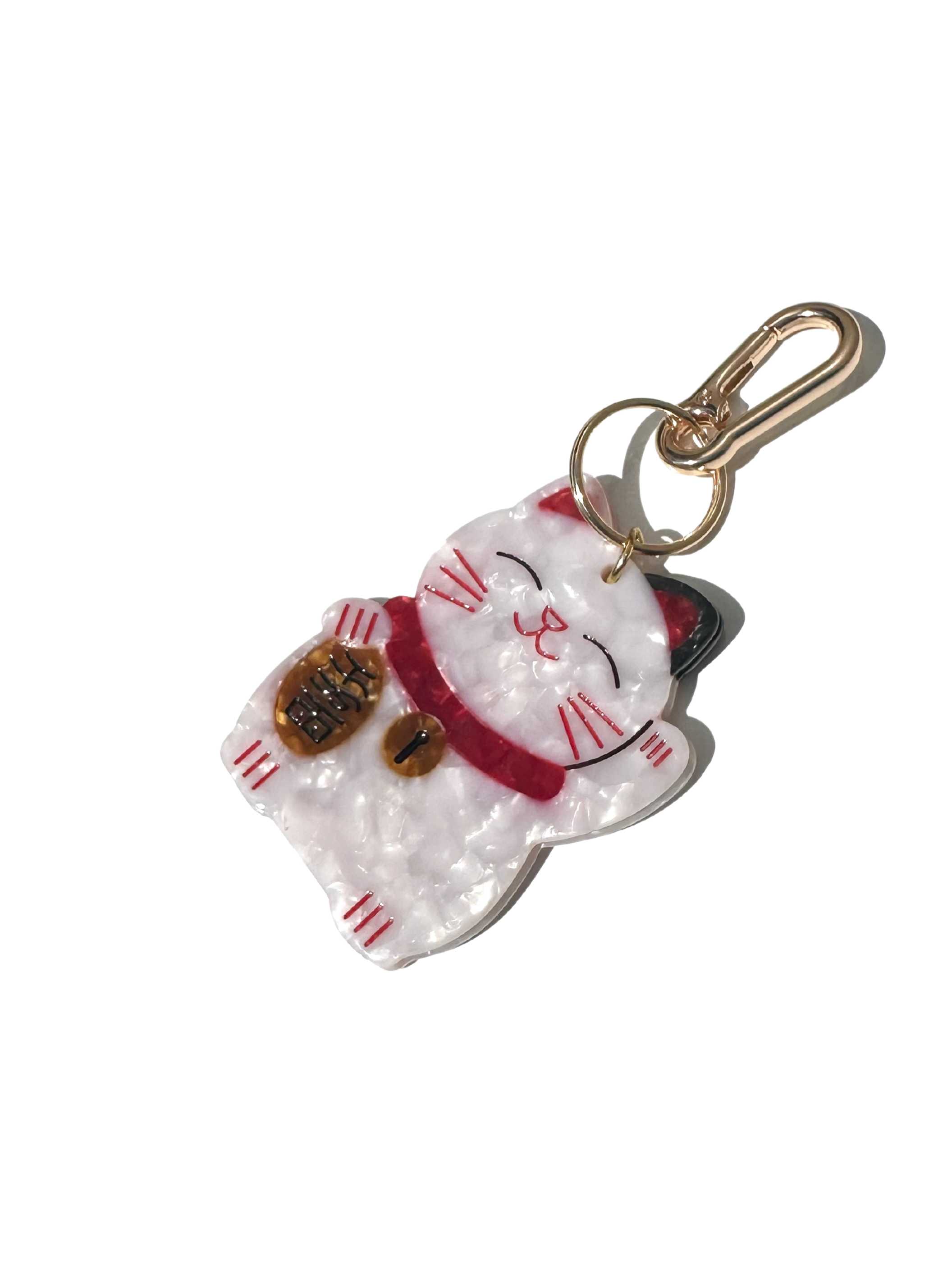 Hand-painted Lucky Cat Bag Charm + Keychain