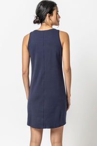 High Neck Dress in Dark Navy