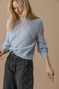 Easy Pointelle Crewneck Sweater in Glacier