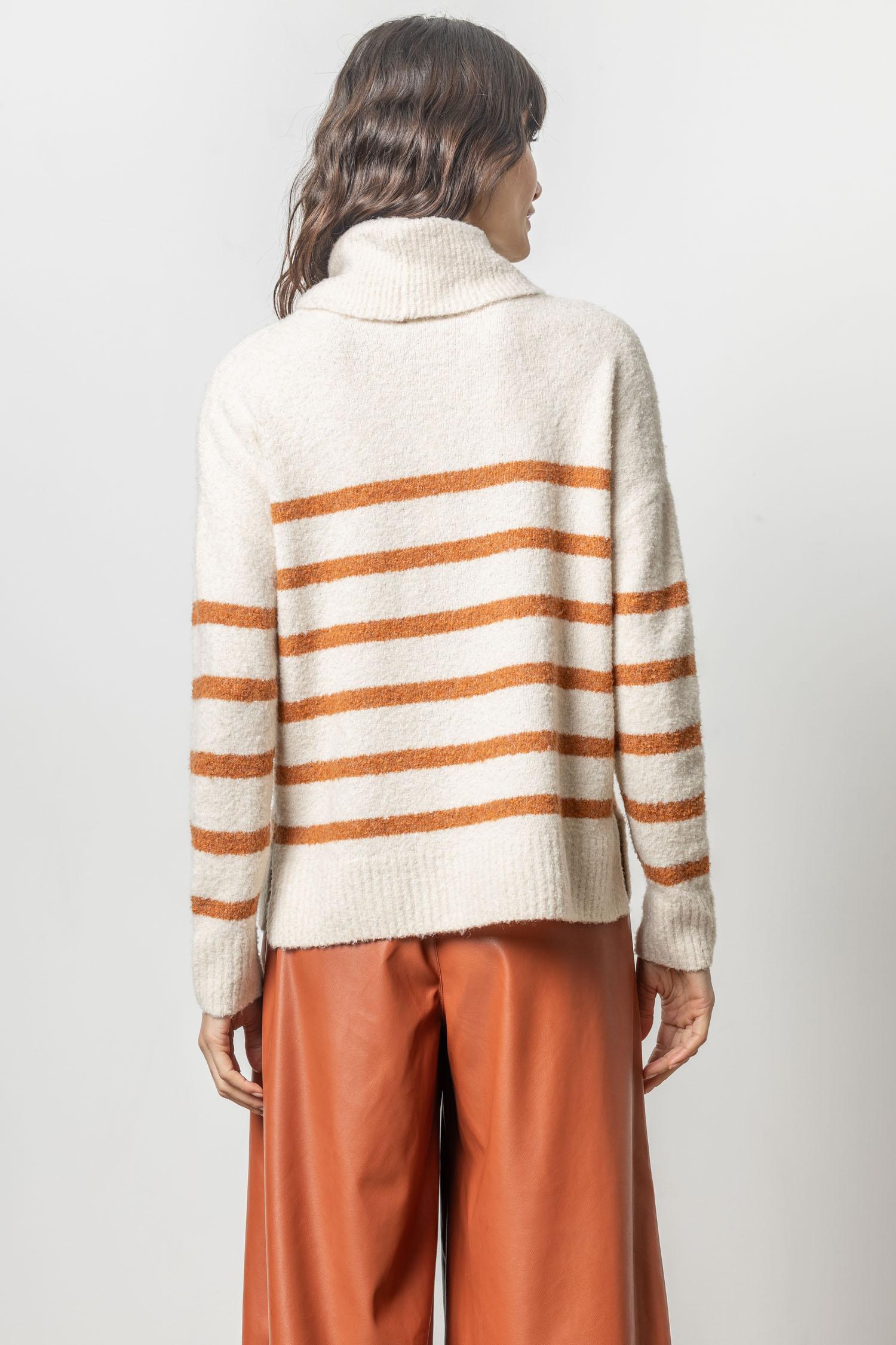 Striped Turtleneck Sweater in Snow Stripe