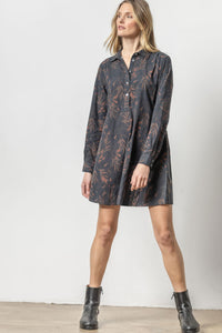 Belted Shirt Dress in Onyx/Java Print