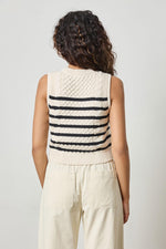 Load image into Gallery viewer, Cropped Cable Tank Sweater in Stripe
