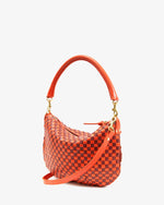 Load image into Gallery viewer, Petit Moyen Messenger in Woven Checker Bright Poppy/Bordeaux
