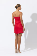 Load image into Gallery viewer, Austin Linen Mini Dress in Radiant Red
