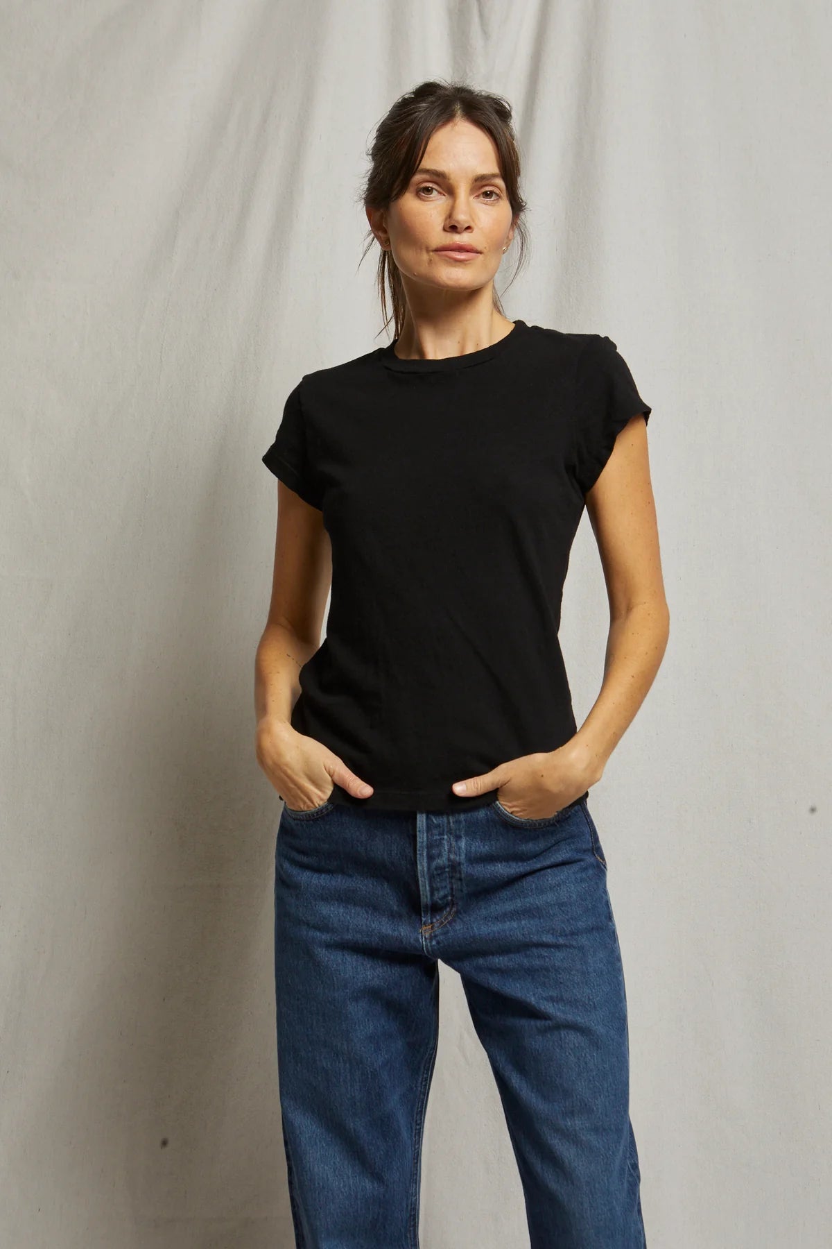 Sheryl Recycled Cotton Baby Tee in True Black