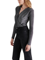 Load image into Gallery viewer, Melvina Metallic Bodysuit in Black/Silver
