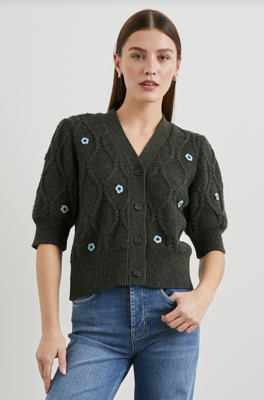 Isla Cardigan in Forest Daisies