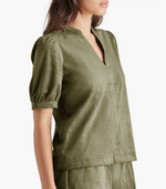 Load image into Gallery viewer, Jane Suede Top in Olive Night
