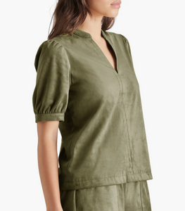 Jane Suede Top in Olive Night