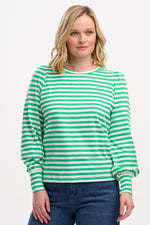 Load image into Gallery viewer, Griselda Jersey Top in Green/Off-White
