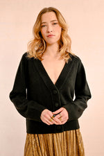 Load image into Gallery viewer, Four Button Cardigan in Black
