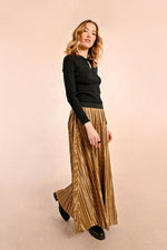 Load image into Gallery viewer, Metallic Pleated Skirt in Gold
