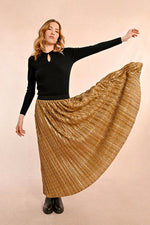 Load image into Gallery viewer, Metallic Pleated Skirt in Gold
