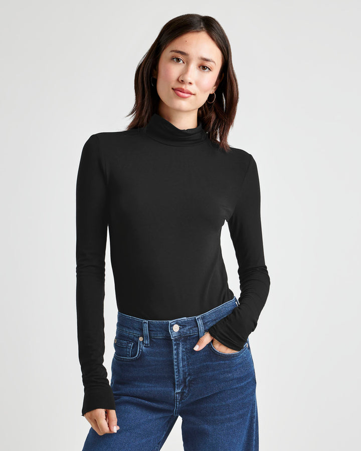 Bamboo Long Sleeve Turtleneck in Black