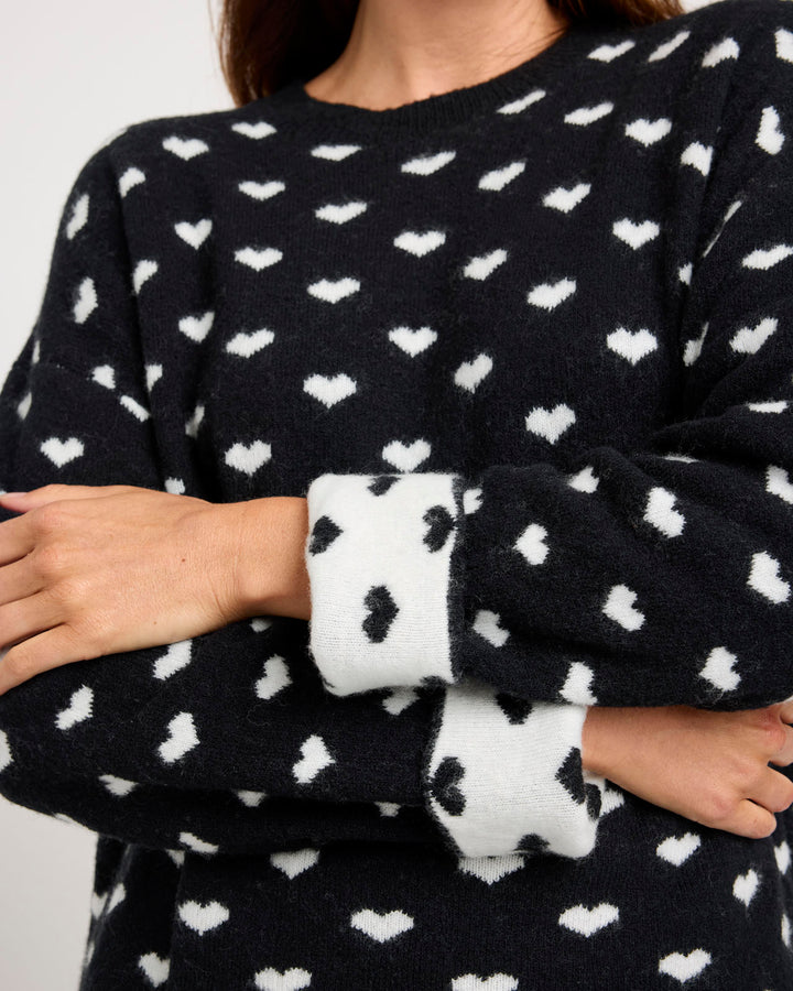 Lolly Hearts Sweater in Black