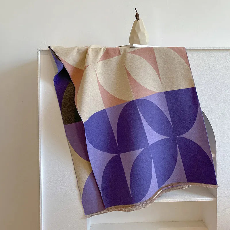 Colorblock Petal Scarf in Purple/Grey/Peach