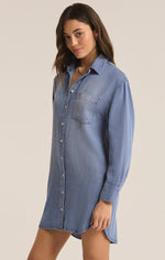 Load image into Gallery viewer, Dover Chambray Dress in Sun Bleached Indigo
