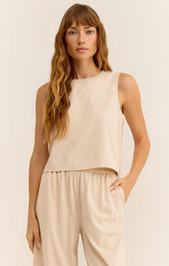 Sloane Jersey Muscle Tank in Sandshell