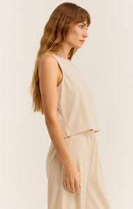 Sloane Jersey Muscle Tank in Sandshell