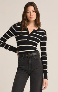 Scarlett Rib Henley in Black