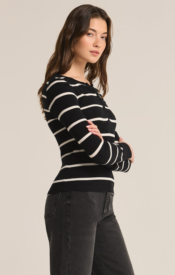 Scarlett Rib Henley in Black