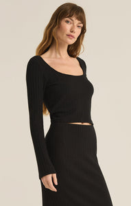 Madeline Rib Top in Black