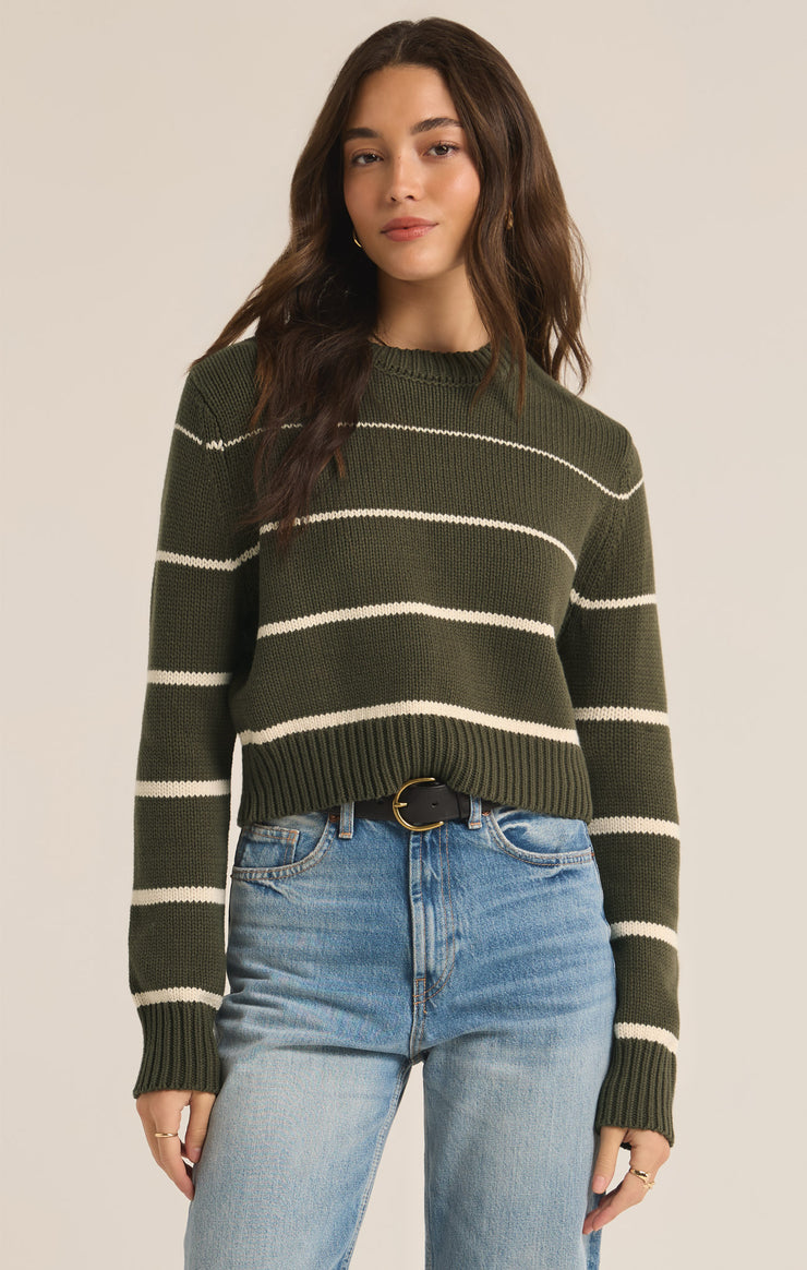 Milan Stripe Sweater in Grape Leaf