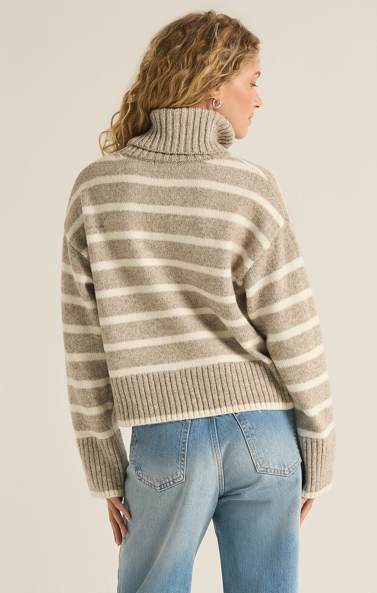 Josephine Stripe Sweater in Heather Taupe