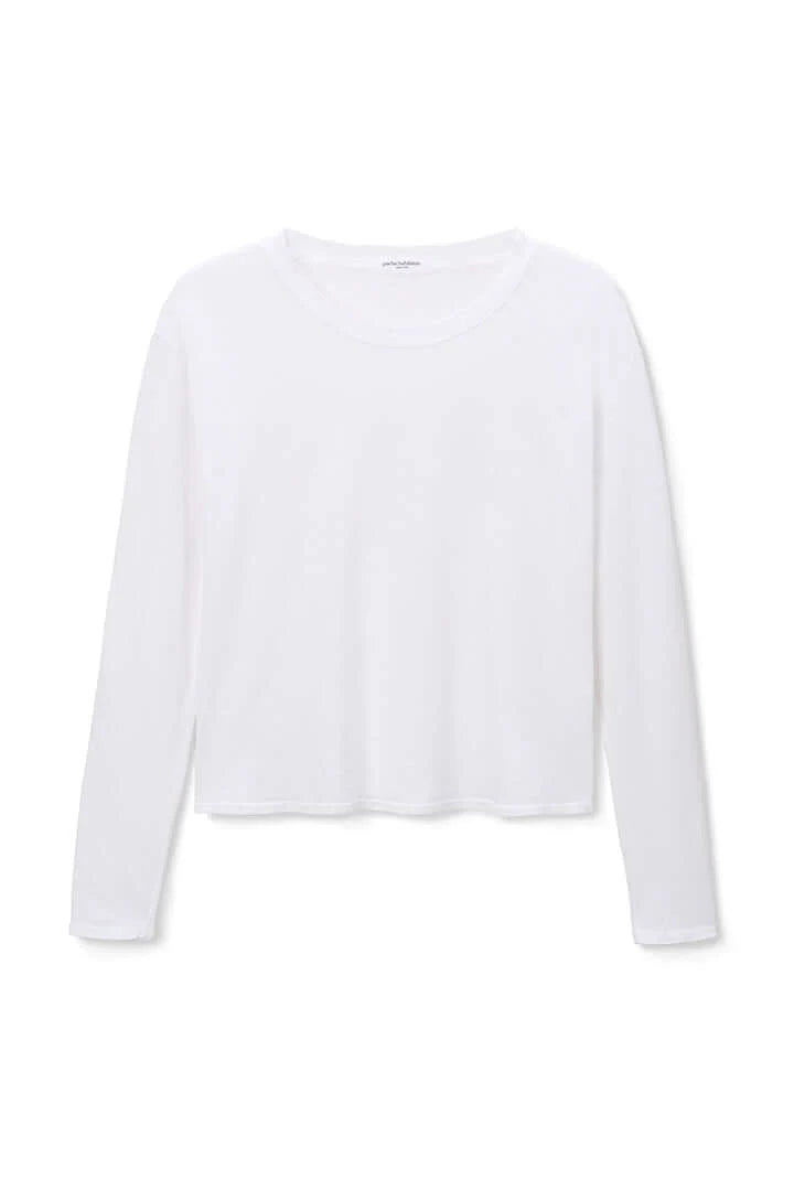 Axel Long Sleeve Boxy Crew Tee in White