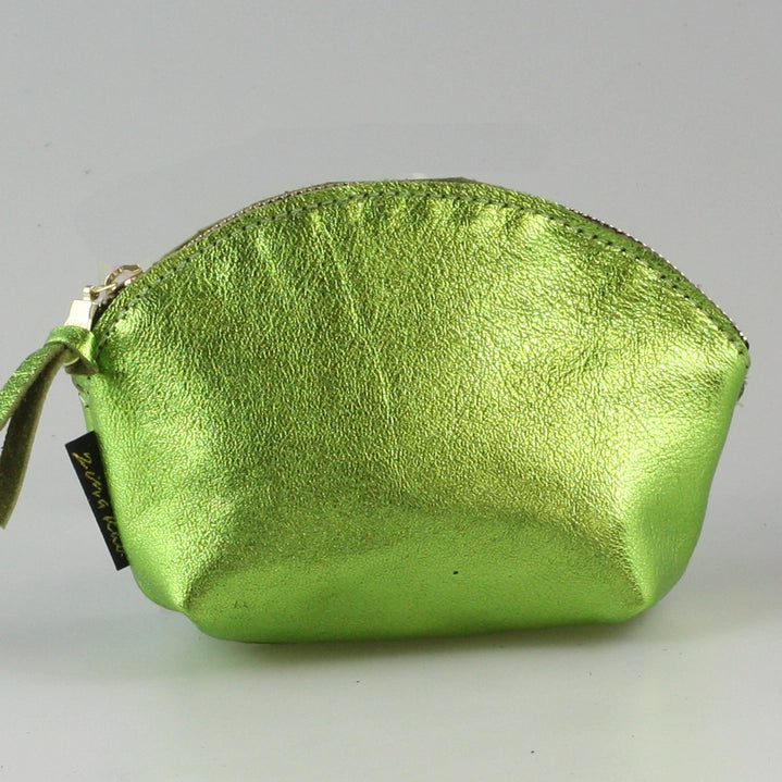 The Metallic Simon Makeup Clutch in Lime