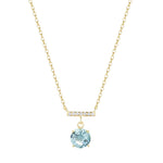 Load image into Gallery viewer, Birthstone Solitaire and Crystal Bar Necklace for March/Aquamarine
