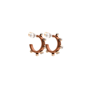 Metal Huggie Hoops in Copper