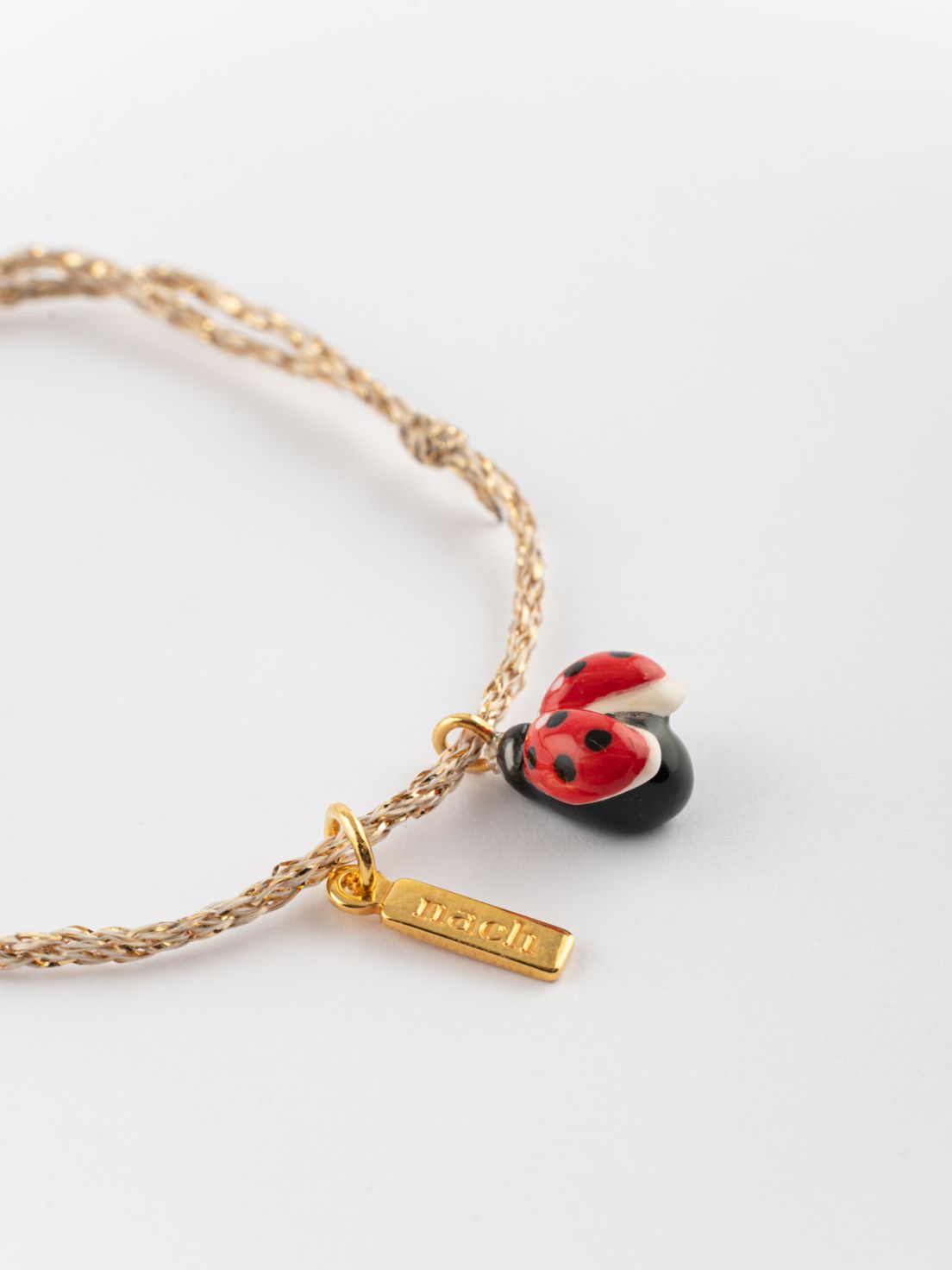 Ladybug Gold Rope Charms Bracelet